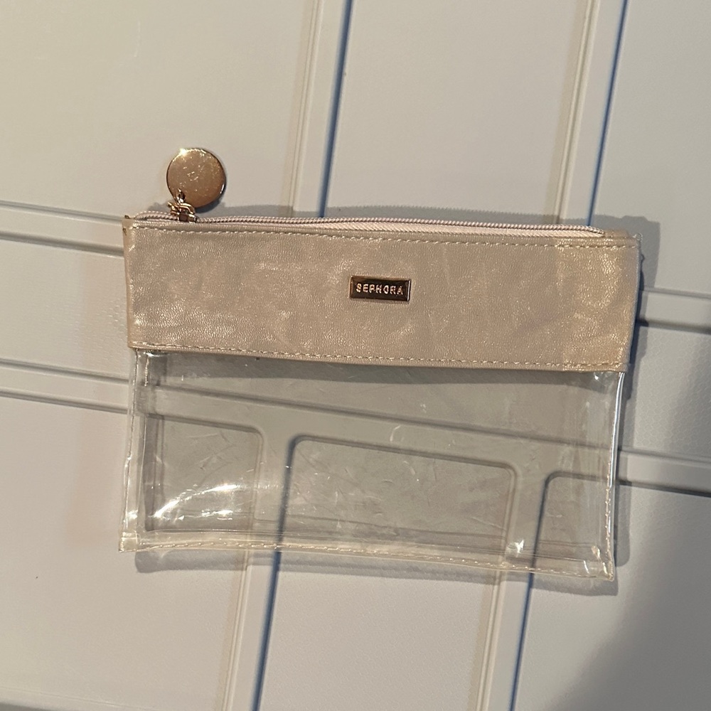 Sephora Clear Cosmetic Pouch with Rose Gold Top